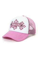 【9090xSUPPLIER】Cross Leather Patch Mesh Cap