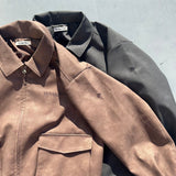 embroidered leather blouson