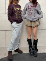 volume shaggy logo knit