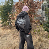 King Logo Vintage Denim Hoodie