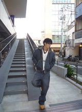 CMT ruler boa denim hooded jacket