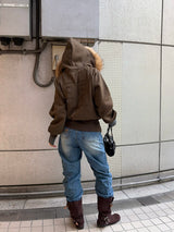 volume fur zip hoodie