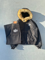 King Logo Slub Denim Far Zip Hoodie