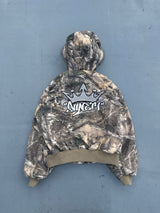 King Logo Slub Denim Far Zip Hoodie