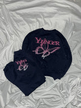 그라데이션 나비 로고 스웨트 팬츠