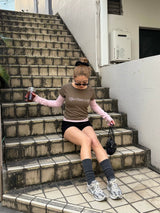 waffle layered long tee