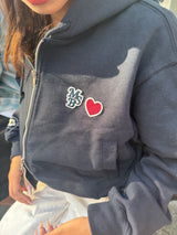 Heart patch logo zip hoodie