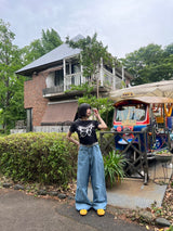 Random gradation buggy denim