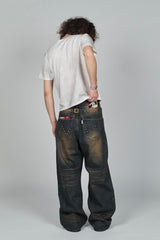 Grunge studs wide denim