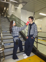 check switching sweat pants