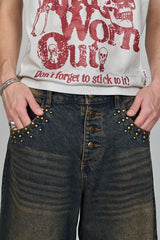 Grunge studs wide denim