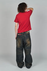 Grunge studs wide denim