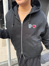 Heart patch logo zip hoodie