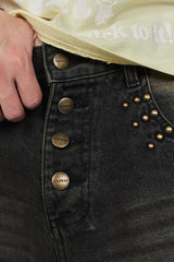 Grunge studs wide denim