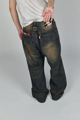 Grunge studs wide denim