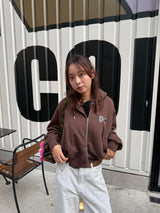 Heart patch logo zip hoodie