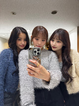 yung logo 2way lame cardigan