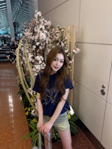 Front butterfly logo rhinestone ss tee