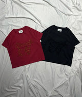 Front butterfly logo rhinestone ss tee