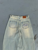 King Logo Slub Denim Buggy Pants