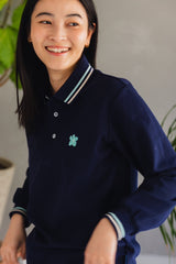 Writing Flower Patch Long Polo Shirt