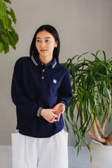 Writing Flower Patch Long Polo Shirt