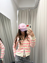 Cross Patch Striped Zip Hoodie