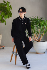 Writing Flower Patch Long Polo Shirt