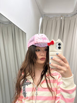 Cross Patch Striped Zip Hoodie