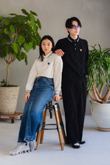 Writing Flower Patch Long Polo Shirt