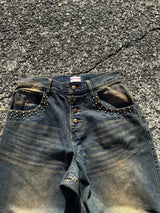 Grunge studs wide denim