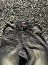 Grunge studs wide denim