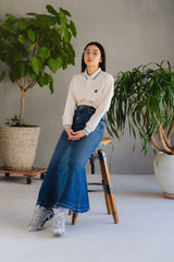 Writing Flower Patch Long Polo Shirt