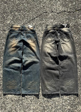 Grunge studs wide denim