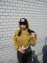 國王徽標樁縫製的拉鍊連帽衫(裁剪)