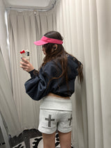 十字标志铆钉迷你短裤