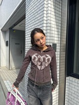 蕾絲心形標誌連帽衫