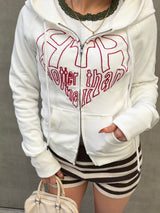 蕾絲心形標誌連帽衫