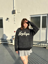 자카드 로고 니트