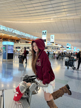 yung logo studs waffle zip hoodie