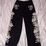 骷髅斜纹棉布裤