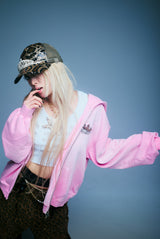 運動徽標徽標色素拉鍊連帽衫