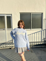 자카드 로고 니트