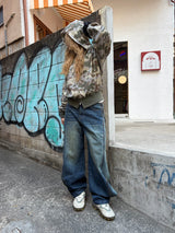 側拉鍊3way牛仔布