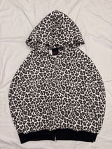 九十女孩动物印花镂空连帽衫