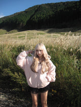 Universal logo boa duck hooded jacket