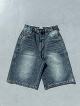 平成标志水钻牛仔短裤