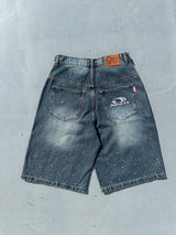 平成标志水钻牛仔短裤