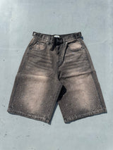 平成标志水钻牛仔短裤