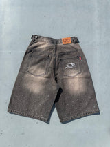 平成标志水钻牛仔短裤
